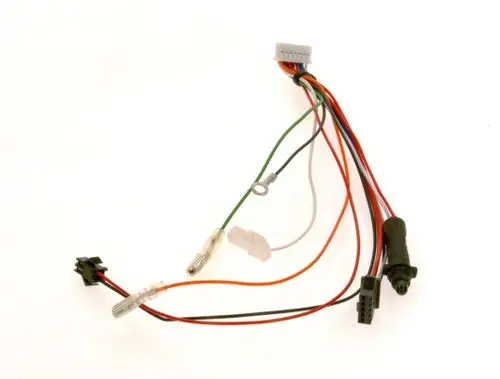 Kabelbaum von Bosch mit mehreren bunten Drähten und verschiedenen Steckverbindern für elektrische Anwendungen.